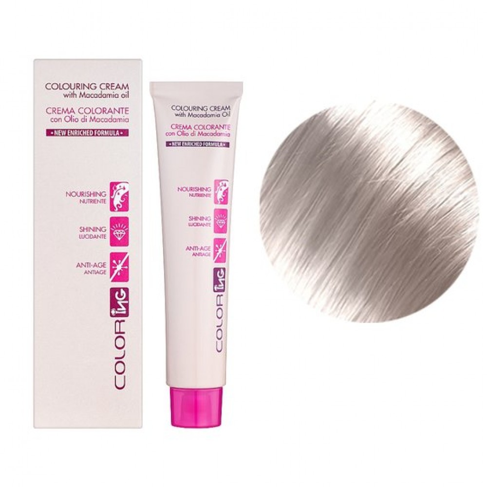 10.1 Крем-фарба для волосся ING Professional Color Cream with Macadamia oil платиновий блондин попелястий, 60 мл