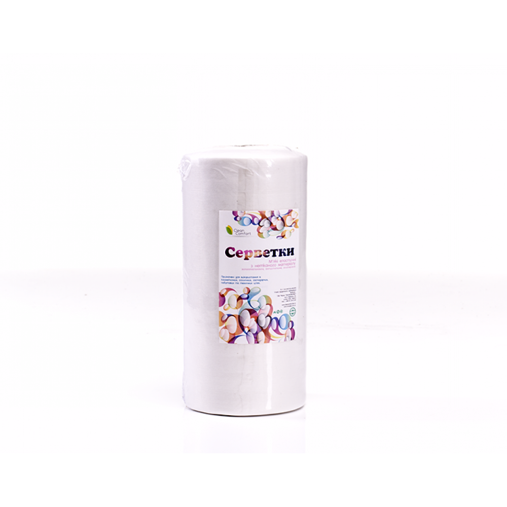 Салфетки спанлейс 40 г/м с перфорацией, гладкая структура CLEAN COMFORT белые 25х30см, 100 шт/рул
