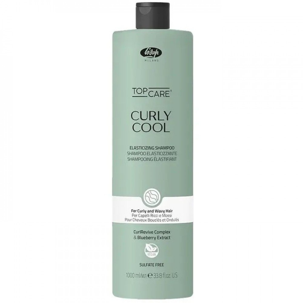 Безсульфатний шампунь для кучерявого та хвилястого волосся Lisap Curly Cool Elasticizing Shampoo, 1000 мл