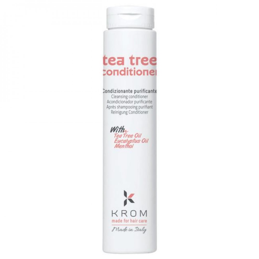 Кондиционер очищающий для волос KROM TEA TREE с маслом чайного дерева, маслом эвкалипта и ментолом, 250 мл