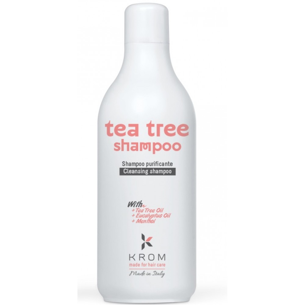 Шампунь очищающий для волос KROM TEA TREE с маслом чайного дерева, маслом эвкалипта и ментолом, 1000 мл