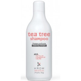 Шампунь очищающий для волос KROM TEA TREE с маслом чайного дерева, маслом эвкалипта и ментолом, 1000 мл
