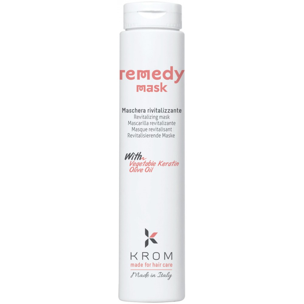Восстанавливающая маска для волос KROM REMEDY с растительным кератином и маслом оливы, 250 мл
