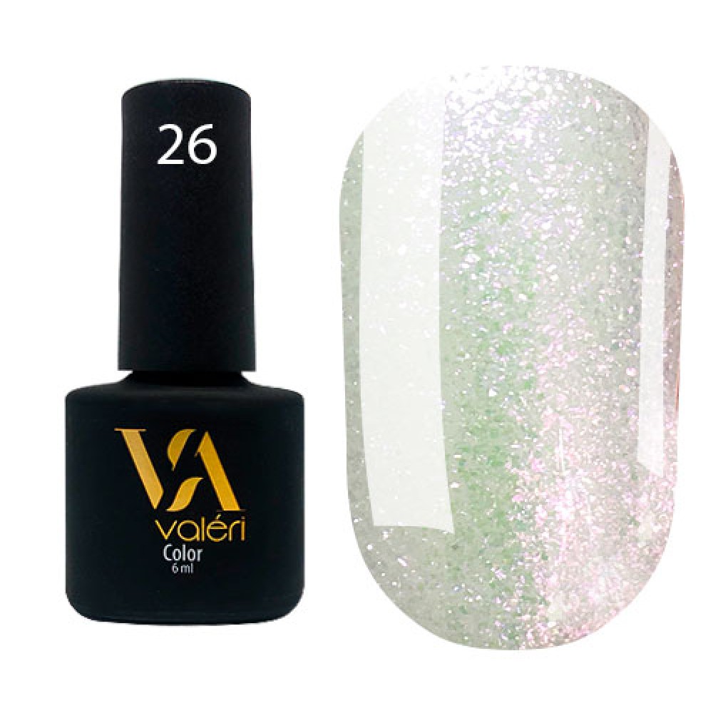 Гель-лак Valeri Color № 026 (белый хамелеон с блестками), 6 мл