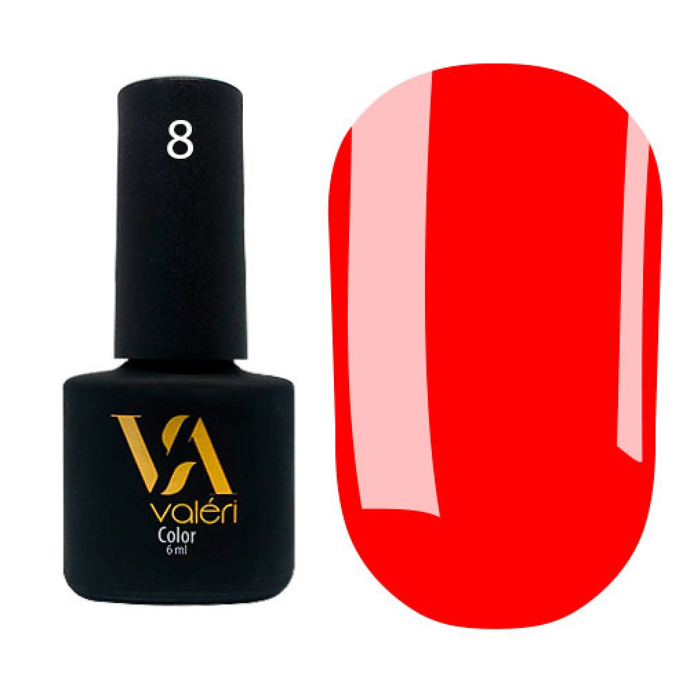 Гель-лак Valeri Color № 008 (неоновый красный, эмаль), 6 мл