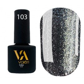 Гель-лак Valeri Color № 103 (темно-серый с серебристыми блестками), 6 мл