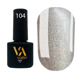 Гель-лак Valeri Color № 104 (серебристый с разноцветными блесками), 6 мл