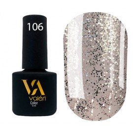 Гель-лак Valeri Color № 106 (белое золото с мелкими блестками), 6 мл