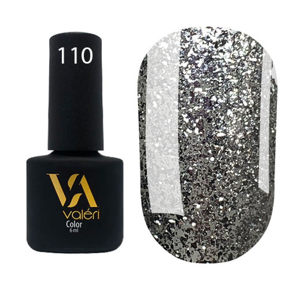 Гель-лак Valeri Color № 110 (серебро с блестками), 6 мл
