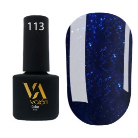 Гель-лак Valeri Color № 113 (черно-синий с синими блестками), 6 мл