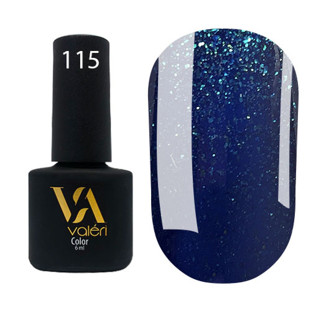 Гель-лак Valeri Color № 115 (изумрудный с зелеными блестками), 6 мл