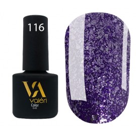 Гель-лак Valeri Color № 116 (сиреневый с серебряными блестками), 6 мл