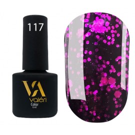 Гель-лак Valeri Color № 117 (черный с розовыми блестками), 6 мл