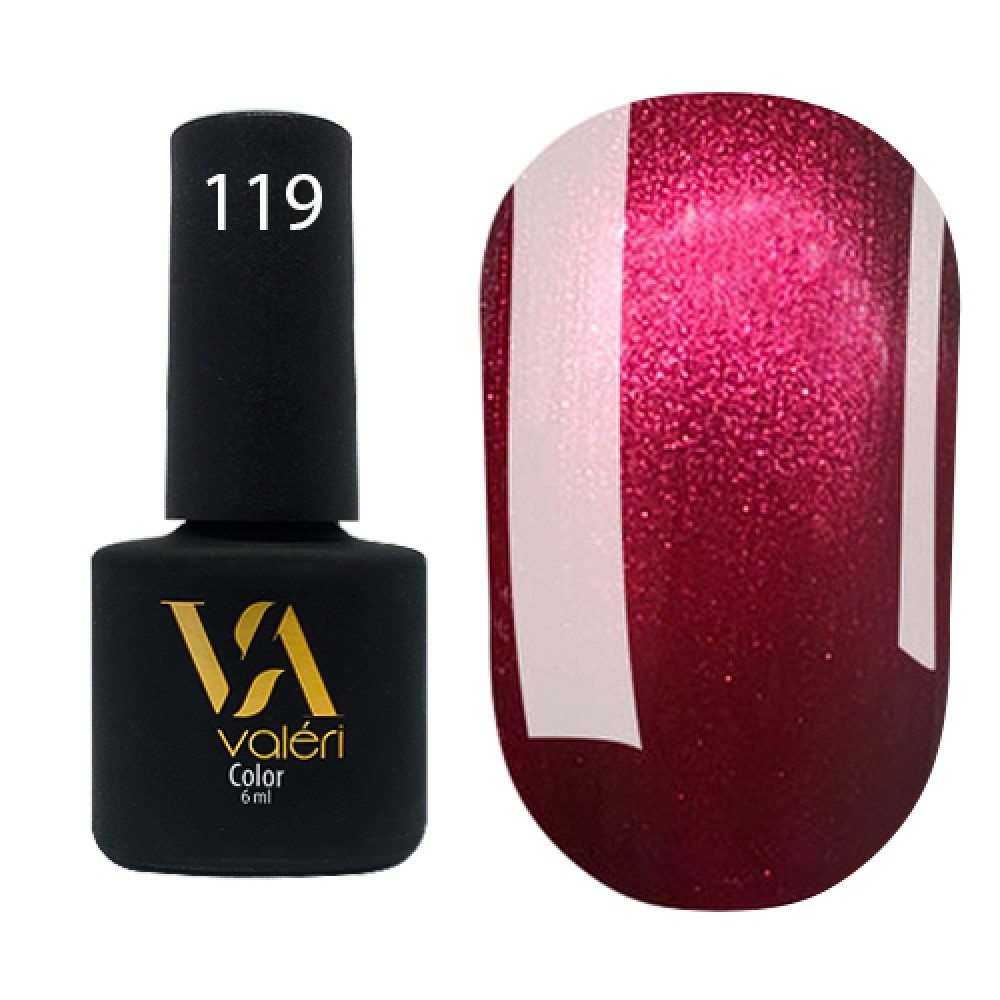 Гель-лак Valeri Color № 119 (бордовый с перламутром), 6 мл