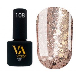 Гель-лак Valeri Color № 108 (светлая бронза с блестками), 6 мл