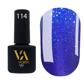 Гель-лак Valeri Color № 114 (синий с синими блестками), 6 мл
