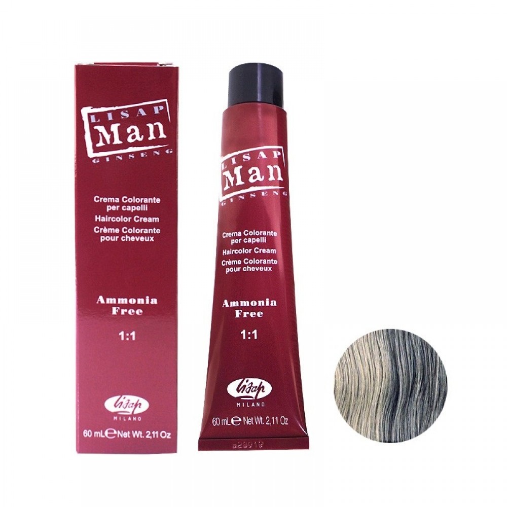 Крем-краска для волос LISAP MAN COLOR 0/18 светло-серебристый, 60 мл