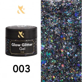 Гель для дизайна F.O.X Glow Glitter Gel 003, 5 мл