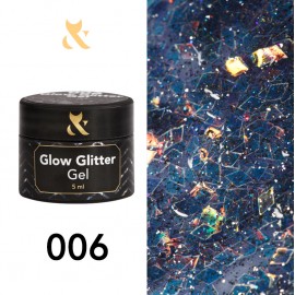 Гель для дизайна F.O.X Glow Glitter Gel 006, 5 мл