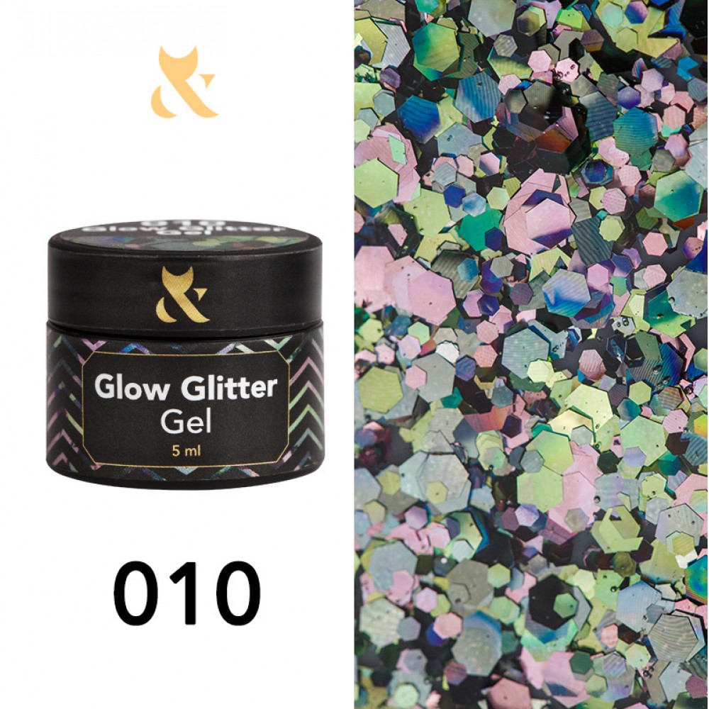 Гель для дизайна F.O.X Glow Glitter Gel 010, 5 мл