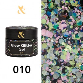 Гель для дизайна F.O.X Glow Glitter Gel 010, 5 мл