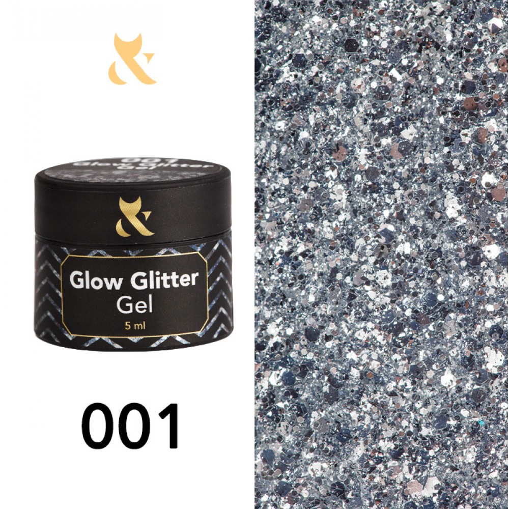 Гель для дизайна F.O.X Glow Glitter Gel 001, 5 мл