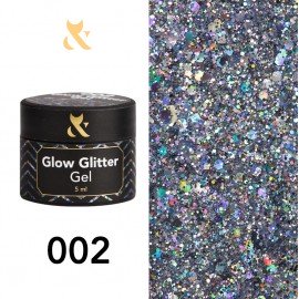 Гель для дизайну F.O.X Glow Glitter Gel 002, 5 мл