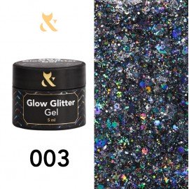 Гель для дизайну F.O.X Glow Glitter Gel 003, 5 мл