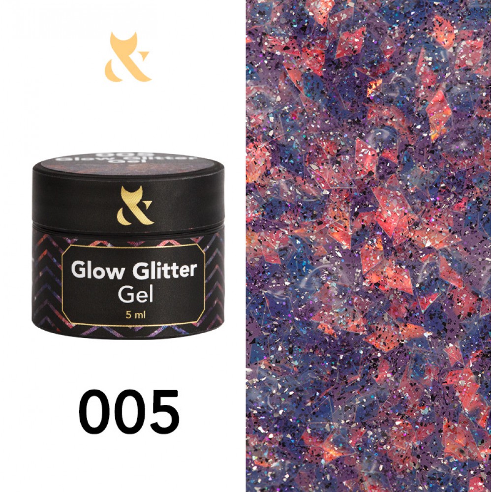 Гель для дизайну F.O.X Glow Glitter Gel 005, 5 мл