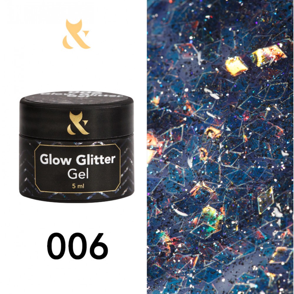 Гель для дизайну F.O.X Glow Glitter Gel 006, 5 мл