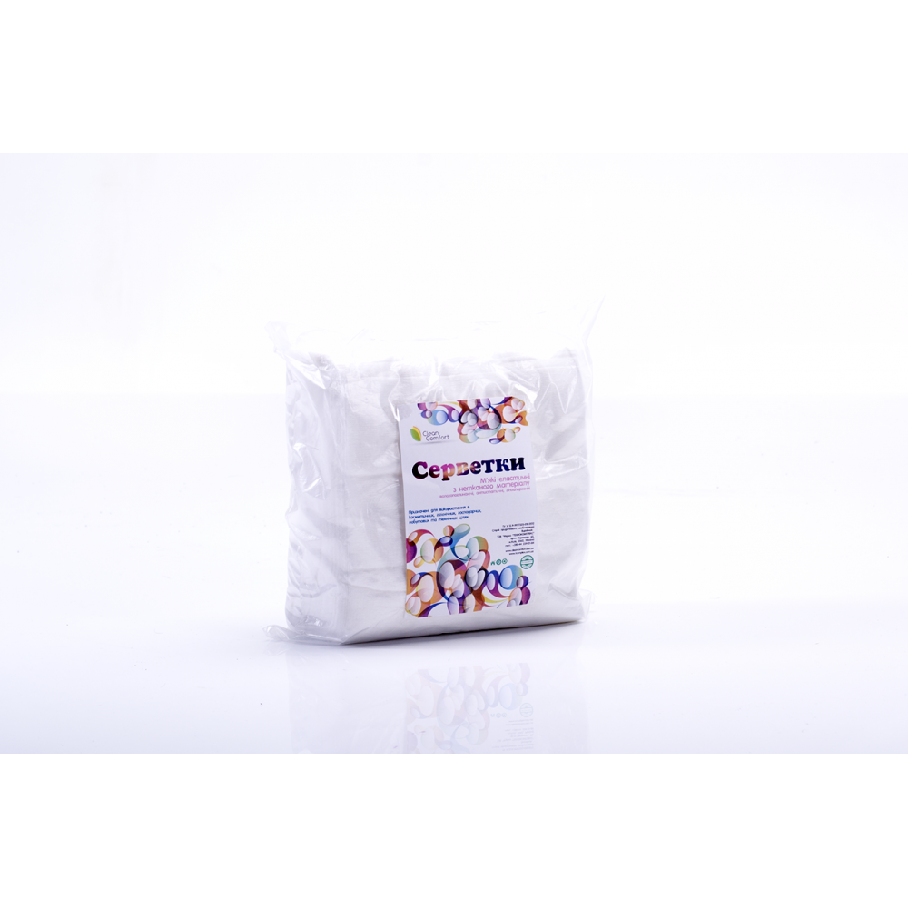 Салфетки спанлейс 40г/м, гладкая структура CLEAN COMFORT белые 40*40 см, 100 шт/уп