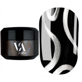 Гель-краска металлическая серебристая Valeri Silver Metal Gel, 5 мл
