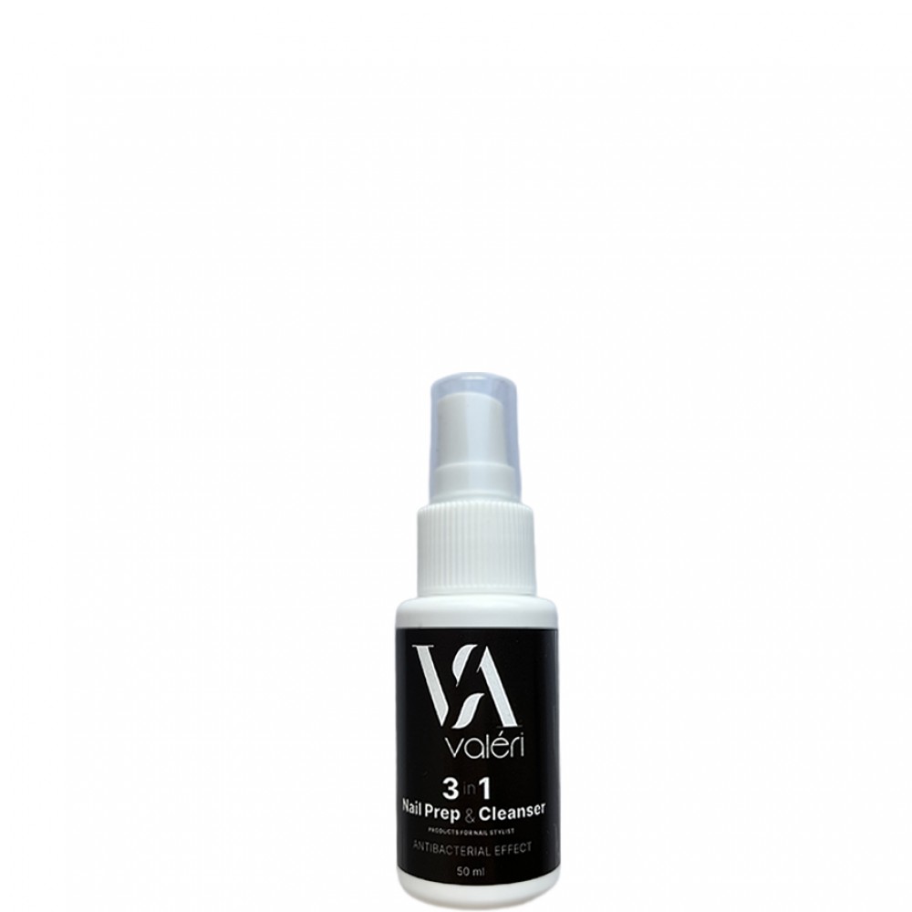 Засіб для дезінфекції, знежирення та зняття липкого шару Valeri 3In1 Nail Prep & Cleanser, 50 мл