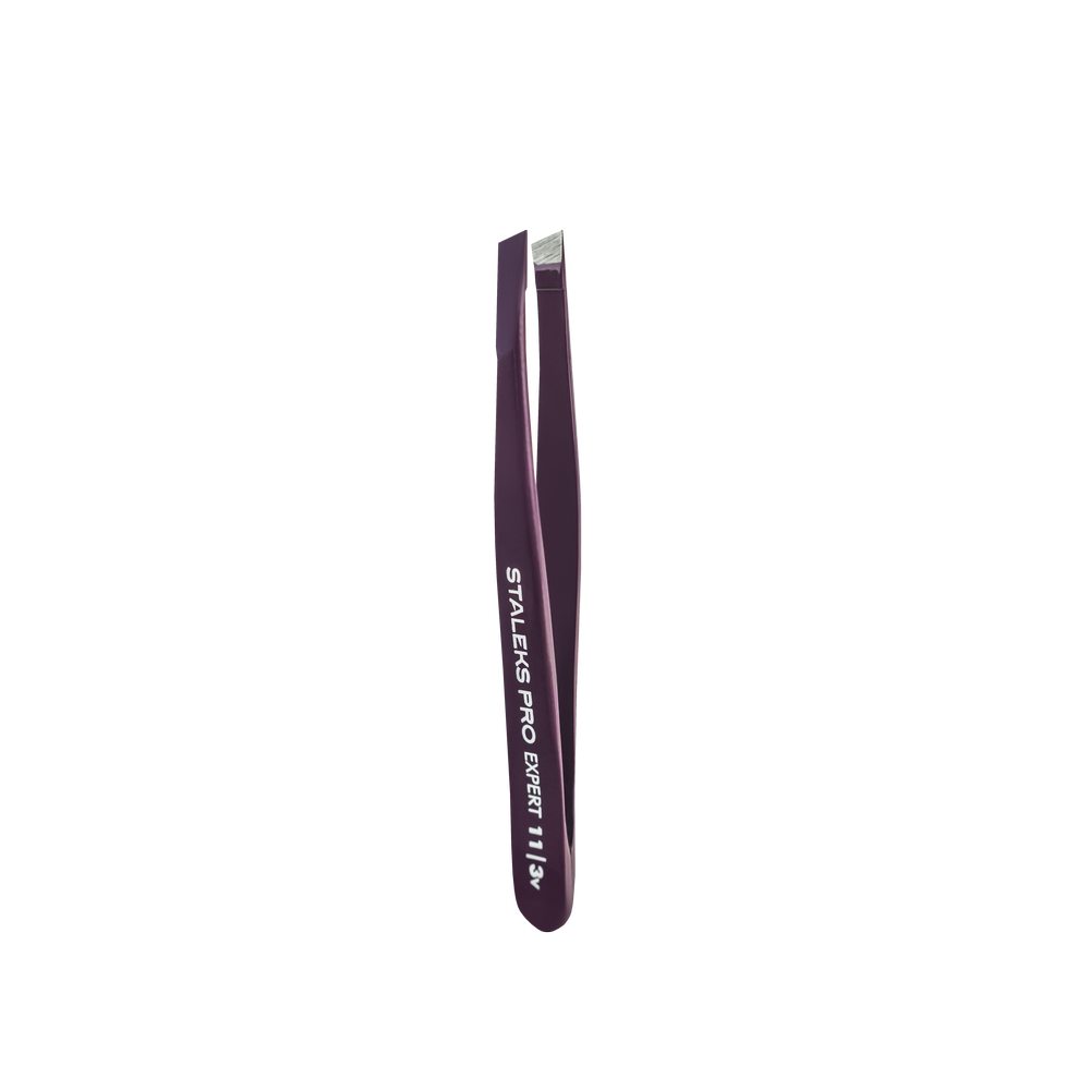 Пинцет для бровей EXPERT 11 TYPE 3v (широкие скошенные кромки), фиолетовый