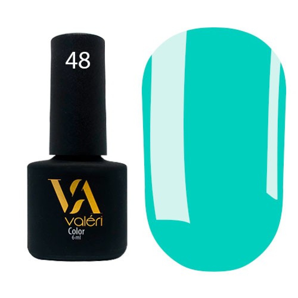 Гель-лак Valeri Color № 048 (яркий бирюзовый, эмаль), 6 мл