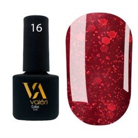 Гель-лак Valeri Color №016 (бордовий з блискітками), 6 мл