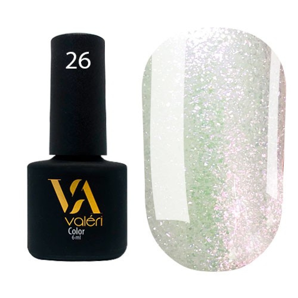 Гель-лак Valeri Color № 026 (белый хамелеон с блестками), 6 мл