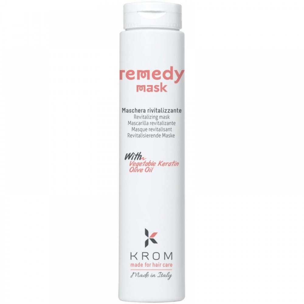 Восстанавливающая маска для волос KROM REMEDY с растительным кератином и маслом оливы, 250 мл