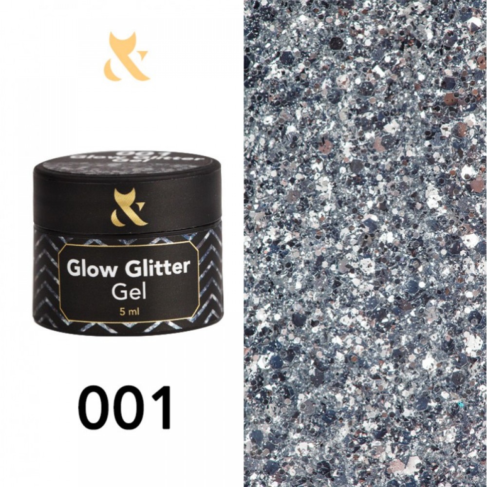 Гель для дизайна F.O.X Glow Glitter Gel 001, 5 мл