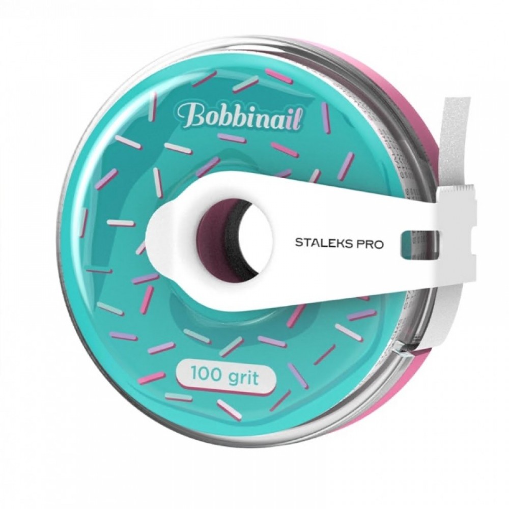 Сменный файл-лента белий в пластиковой катушке Bobbinail STALEKS PRO 100 грит (7 м)