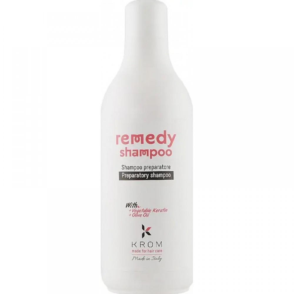 Восстанавливающий шампунь для волос KROM REMEDY с растительным кератином и маслом оливы, 1000 мл