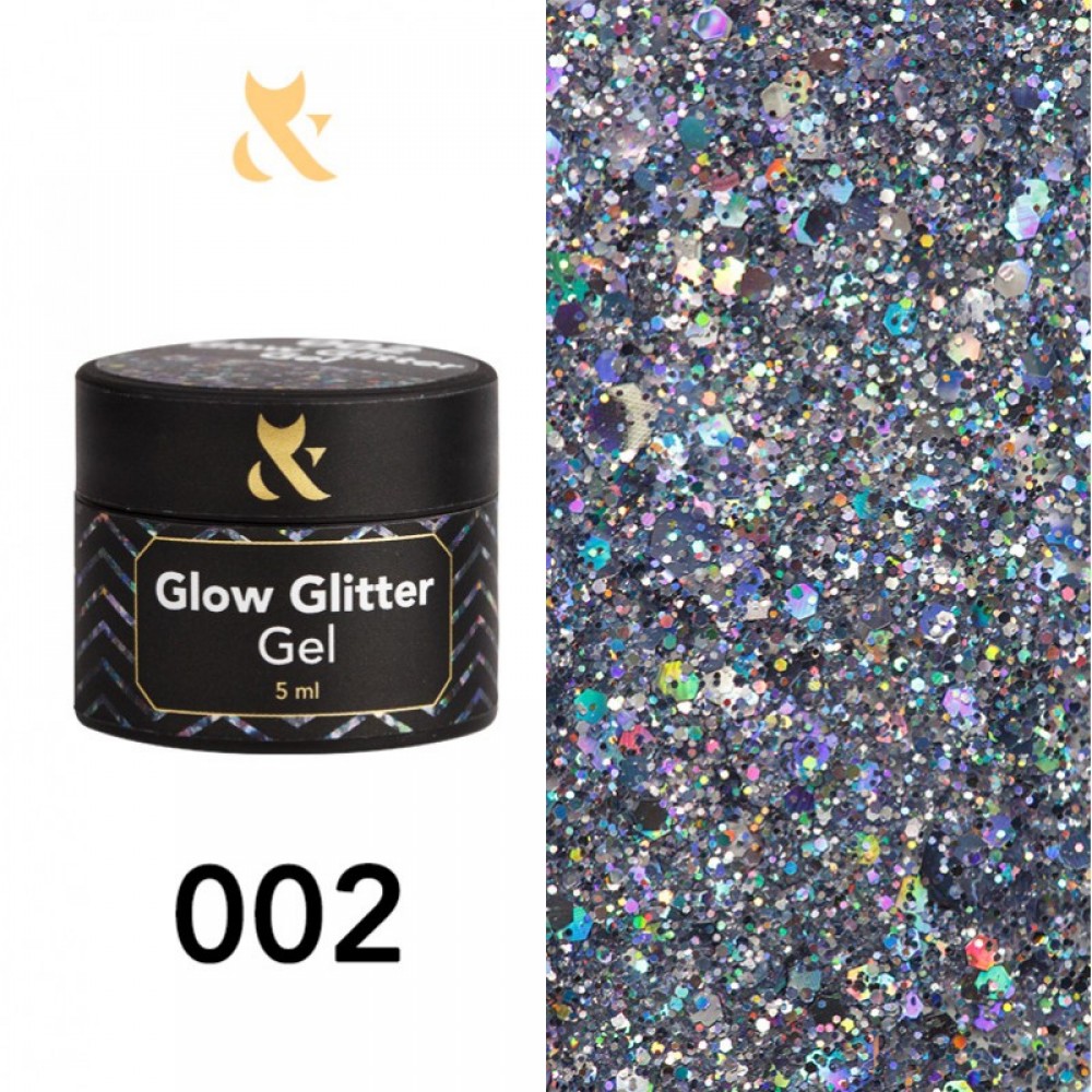 Гель для дизайна F.O.X Glow Glitter Gel 002, 5 мл
