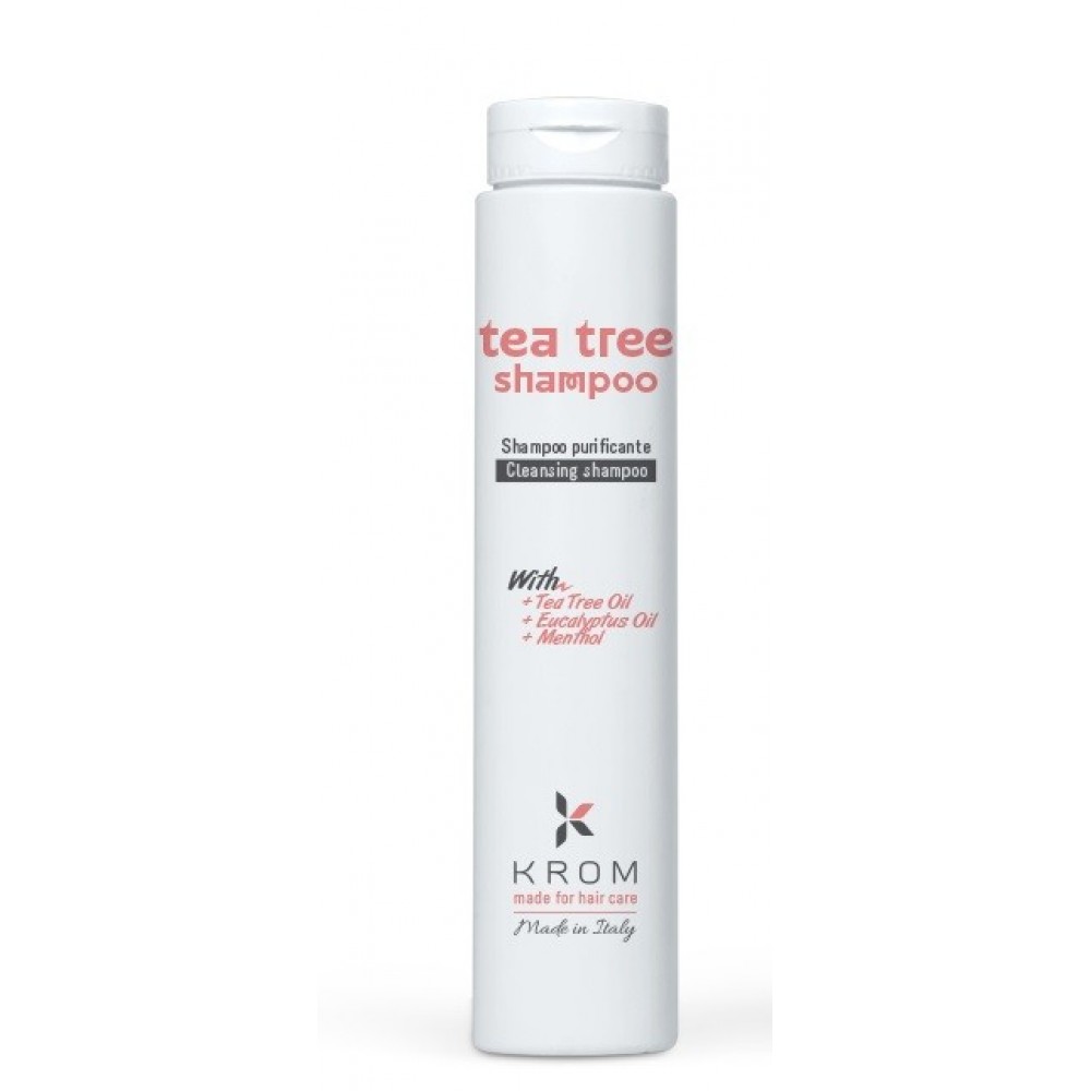 Шампунь очищающий для волос KROM TEA TREE с маслом чайного дерева, маслом эвкалипта и ментолом, 250 мл