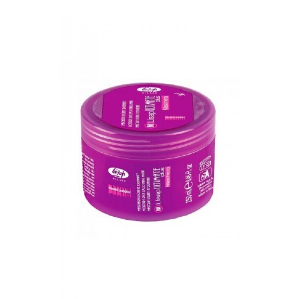 Разглаживающая и увлажняющая маска Lisap Ultimate plus moisture rich smoothing mask, 250 мл