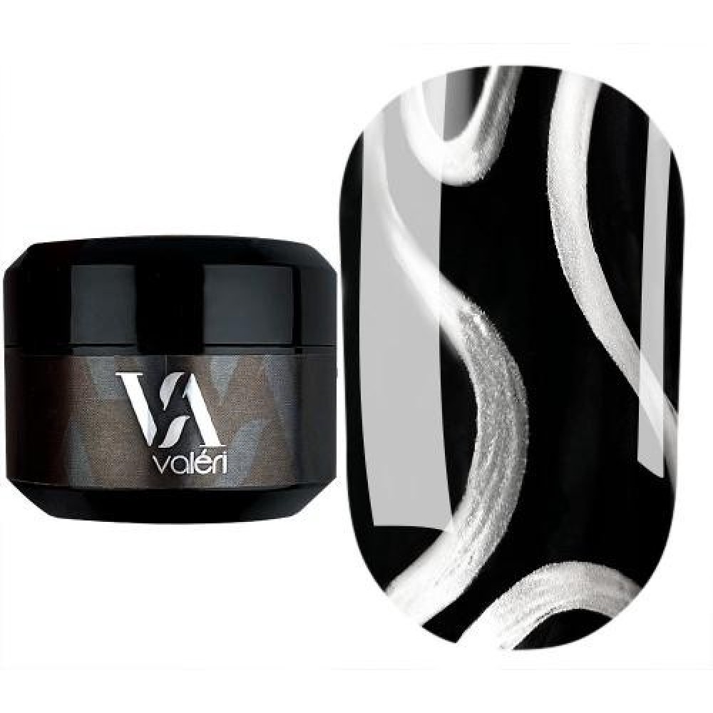 Гель-краска металлическая серебристая Valeri Silver Metal Gel, 5 мл
