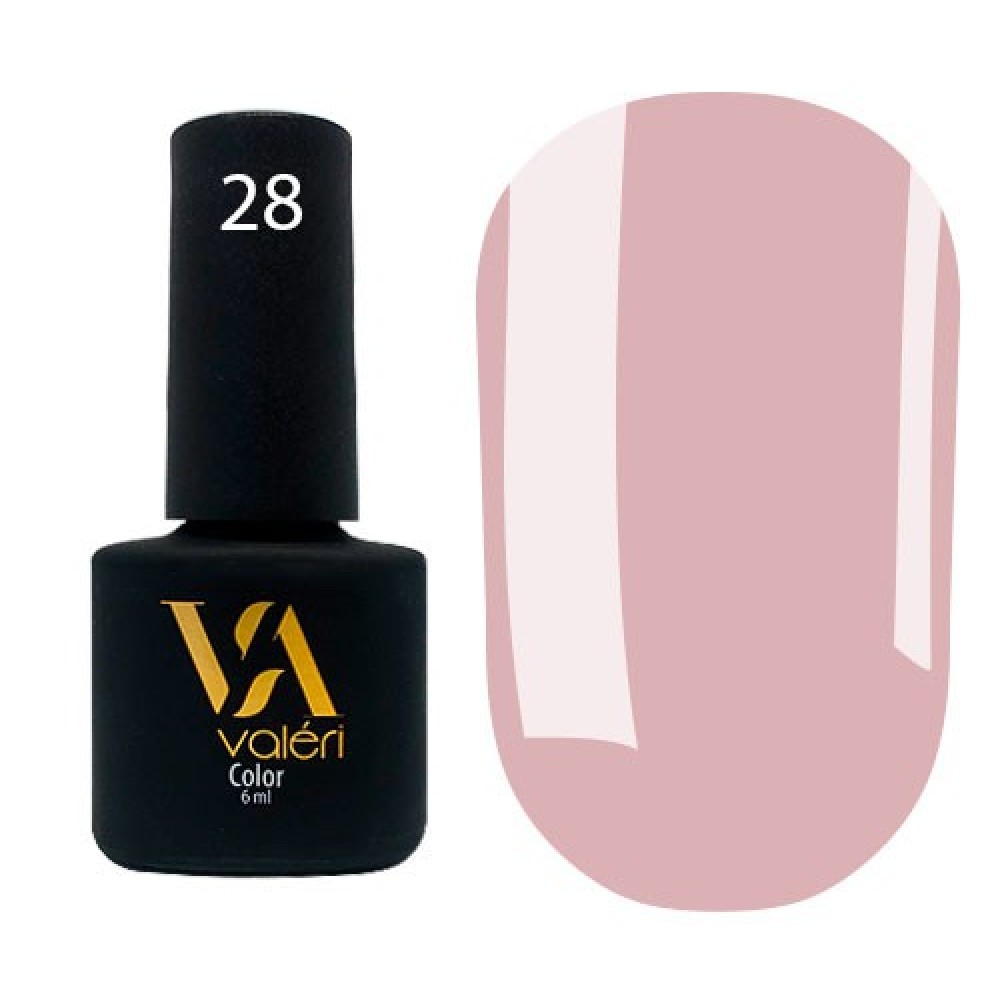 Гель-лак Valeri Color № 028 (пастельный розово-бежевый, эмаль), 6 мл