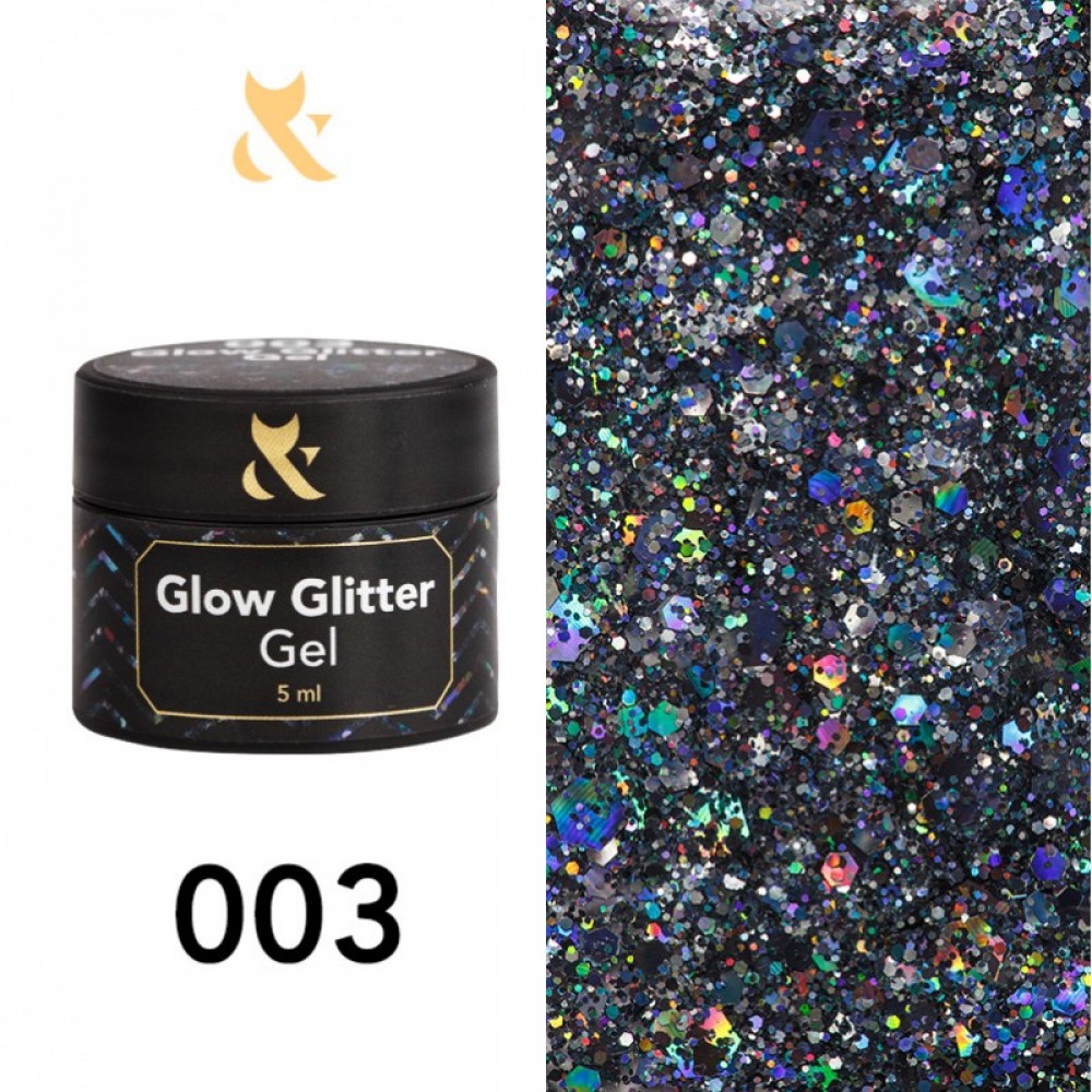 Гель для дизайна F.O.X Glow Glitter Gel 003, 5 мл