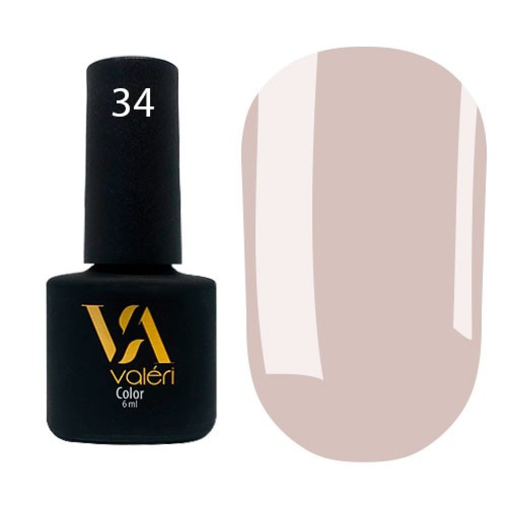 Гель-лак Valeri Color № 034 (бежево-серый, эмаль), 6 мл