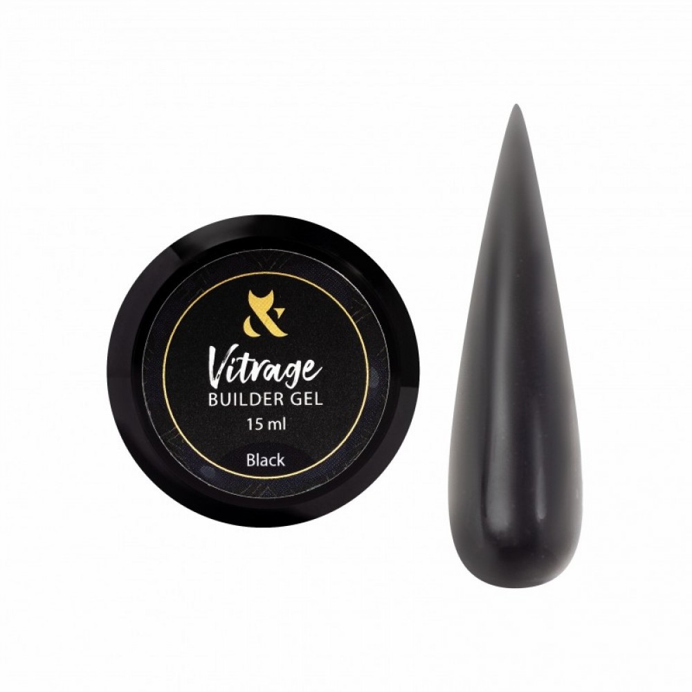 Моделирующий гель витражный чёрний F.O.X Vitrage Builder gel Black, 15 ml