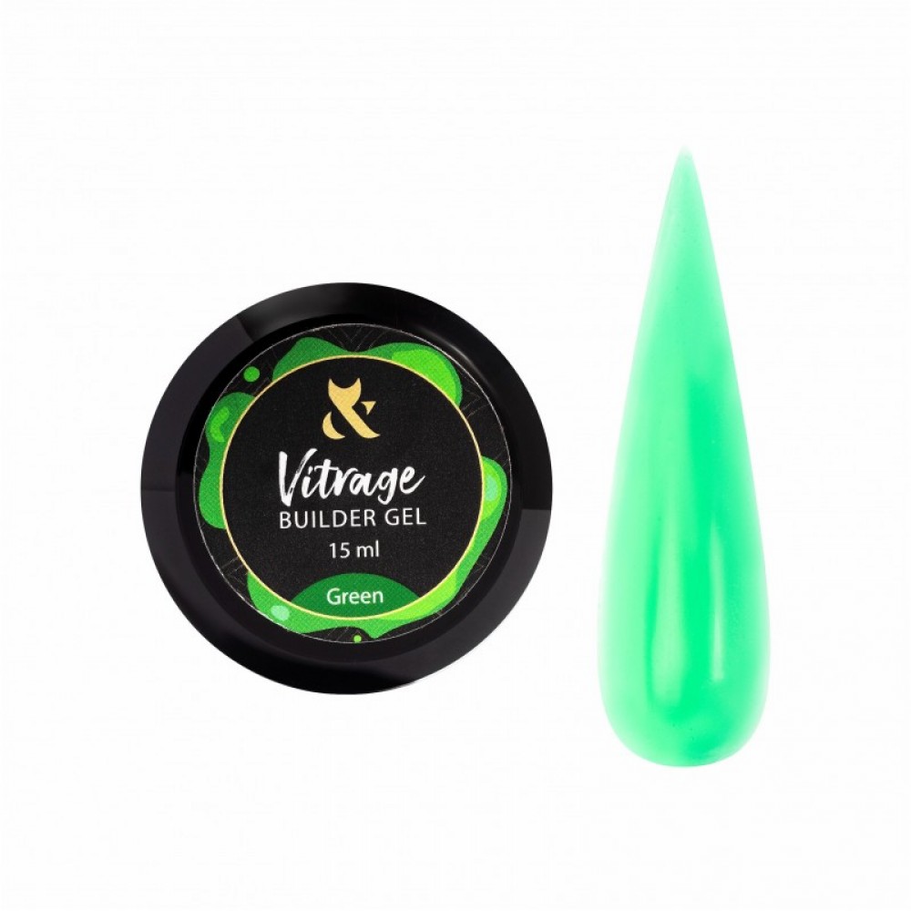 Моделирующий гель витражный зелёный F.O.X Vitrage Builder gel Green, 15 ml
